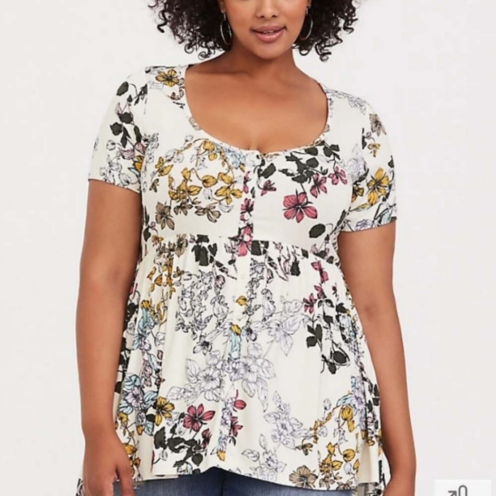 COPY - Torrid Floral Babygirl Top w/Buttons